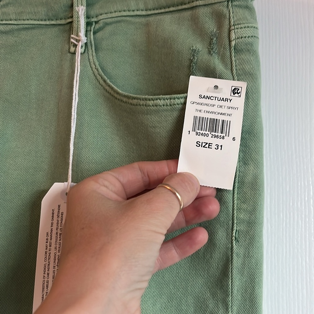 NWT Sanctuary Nonconformist Button Fly Green Jeans - Picture 10 of 12